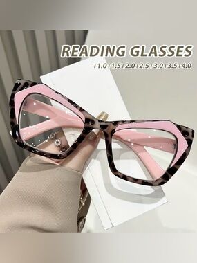 New! Pink & Animal Print Blue Light Blocking Reading Glasses +3.00
